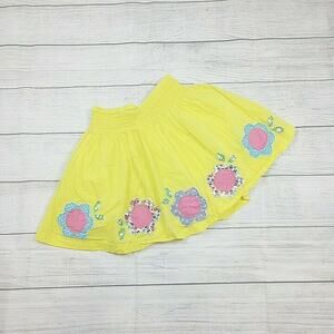 7/8 Mini Boden Flower Applique Smocked Skirt